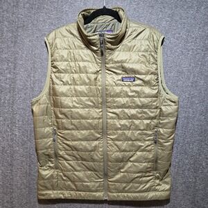 PATAGONIA Men Nano Puff Vest Jacket L Olive Green Primaloft PURE
